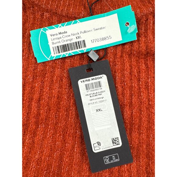 Vero Moda Leroya Crew Neck Pullover Sweater Burnt Orange XXL - Picture 4 of 6
